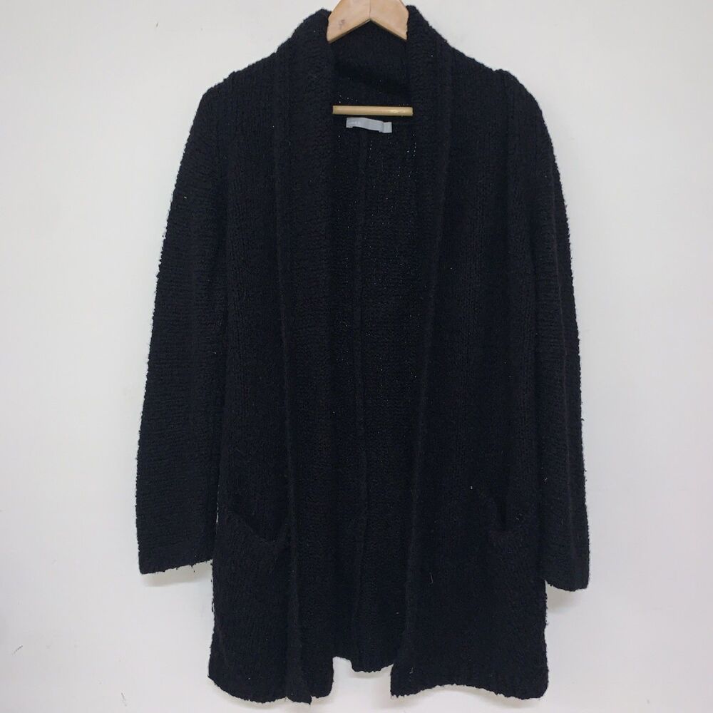 Vince Women's XS 100% Wool Open Front Cardigan Black Classic Office Casual Cozy